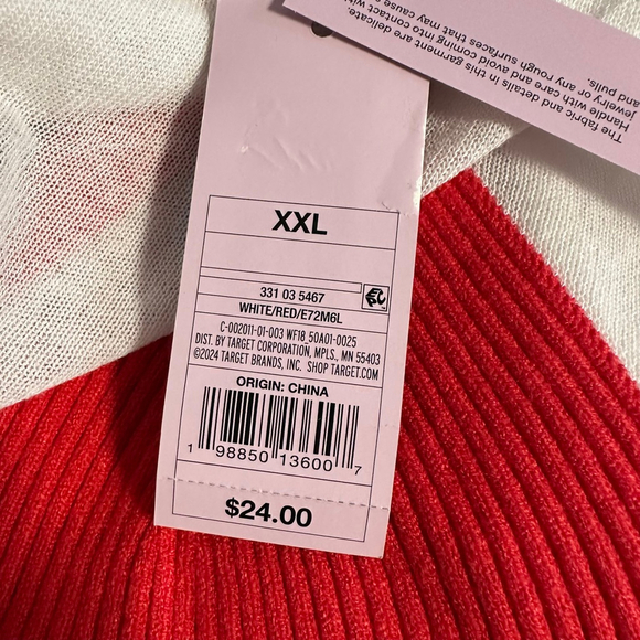 Women's Wild Fable Knit Top with Bralette White/Red Size XXL Bikini New NWT Plus - Picture 10 of 11